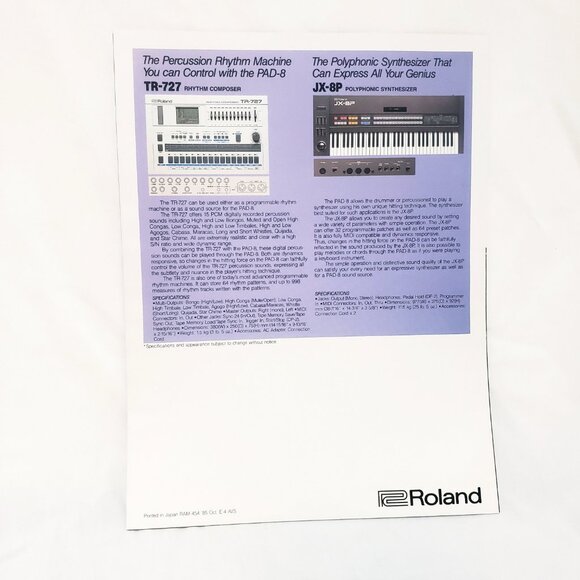 Roland Octapad PAD-8 Midi Electronic Musical Instruments Brochure Only - Picture 2 of 4
